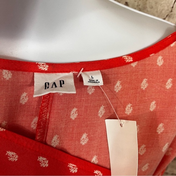 Gap Coral Geometric Print Rayon Short Sleeve Dress - Picture 7 of 9